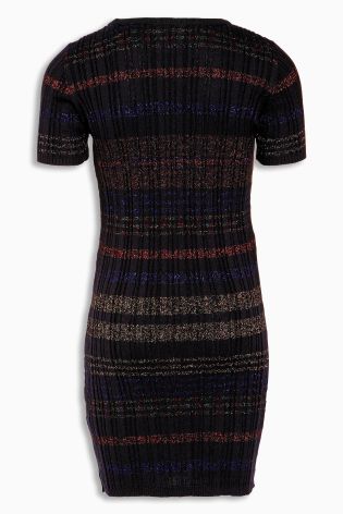 Black Sparkle Stripe Dress (3-16yrs)